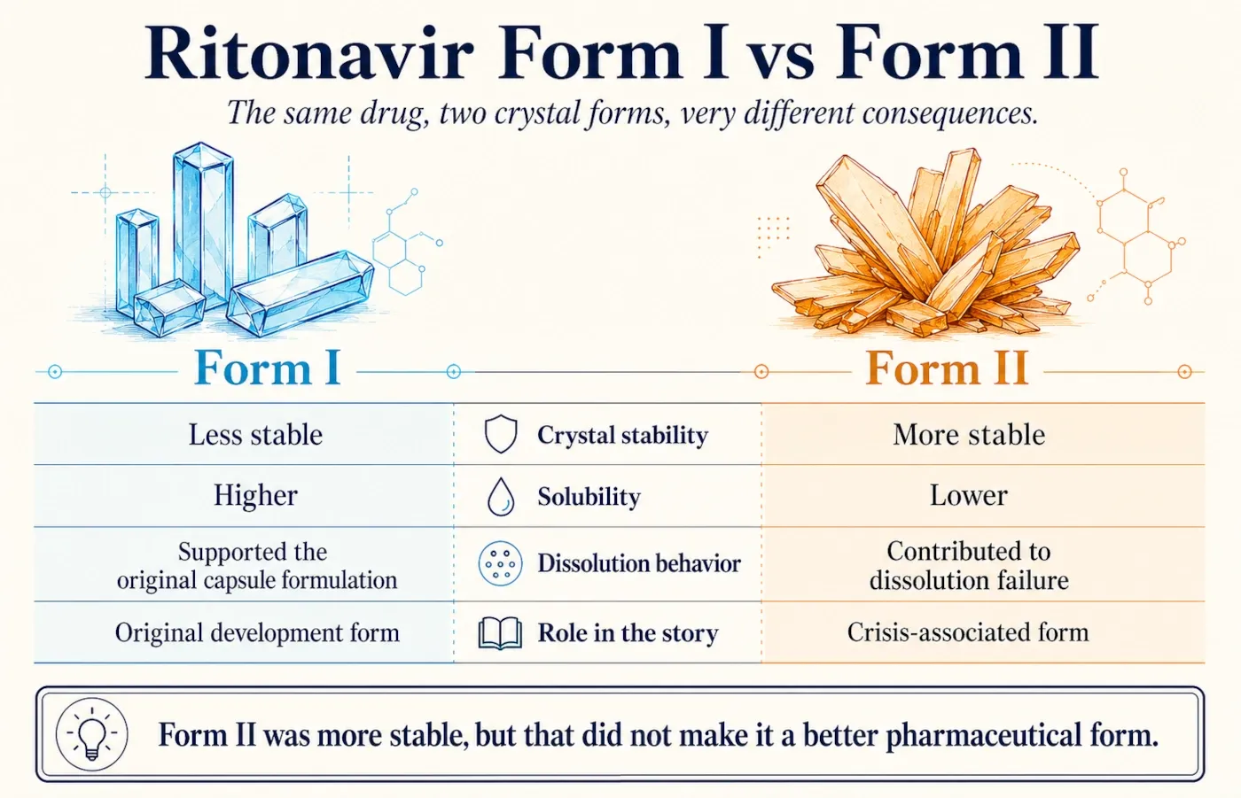Ritonavir Form I and Form II compared by stability, solubility and dissolution behavior